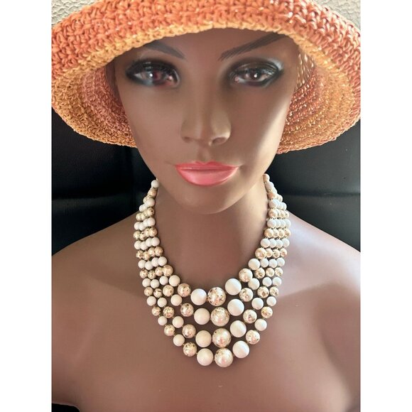 Multi-Strand Cream & White Beads Necklace - Picture 7 of 7